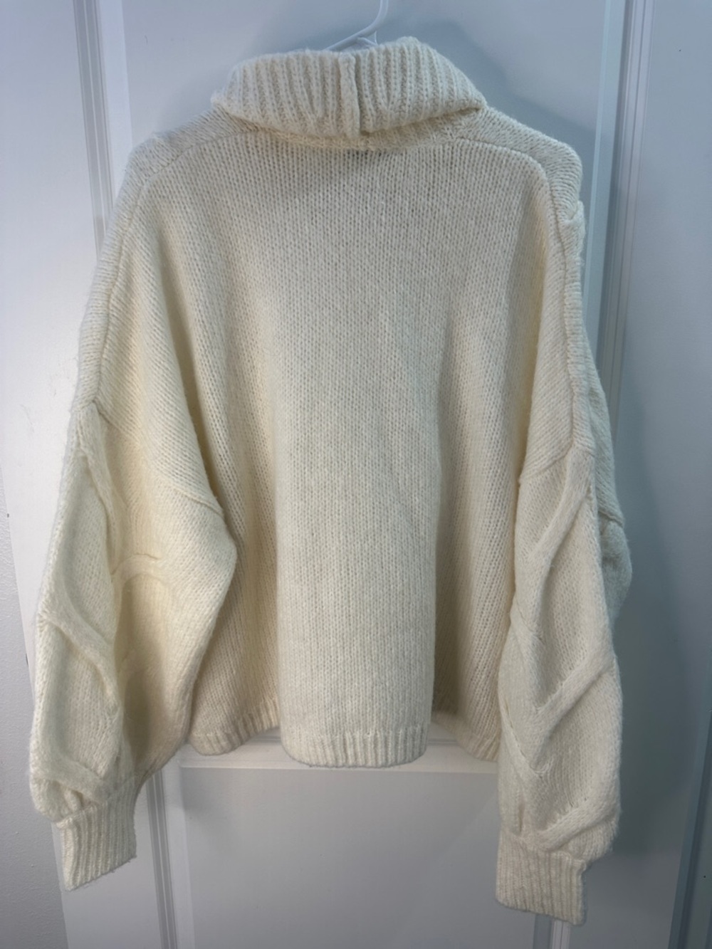 Madewell Chunky Cream Cable-Knit Wool Blend Oversized Sweater Size XXL EUC - Picture 4 of 5